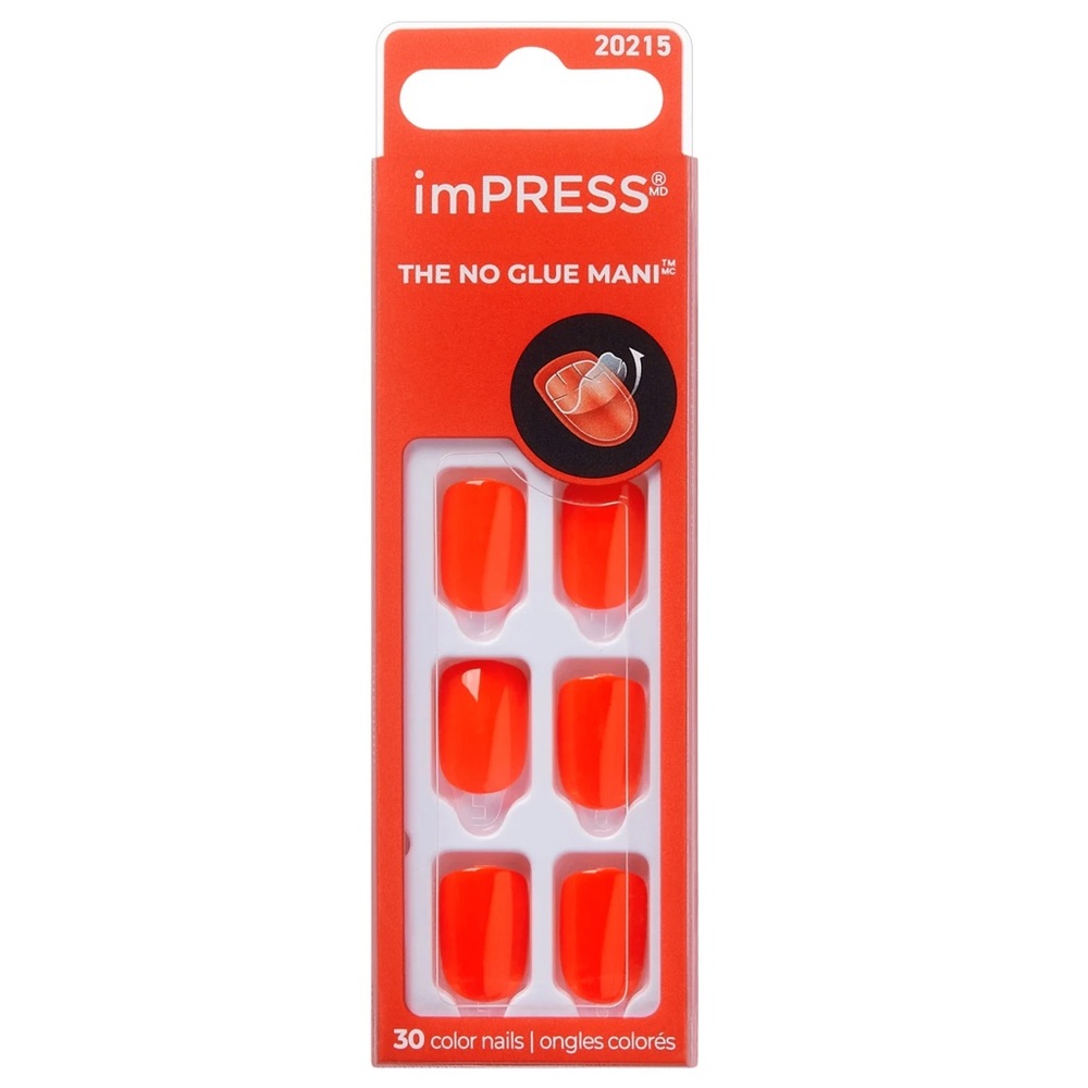 Kiss imPRESS Bright Red No Glue Press-On Nail Set